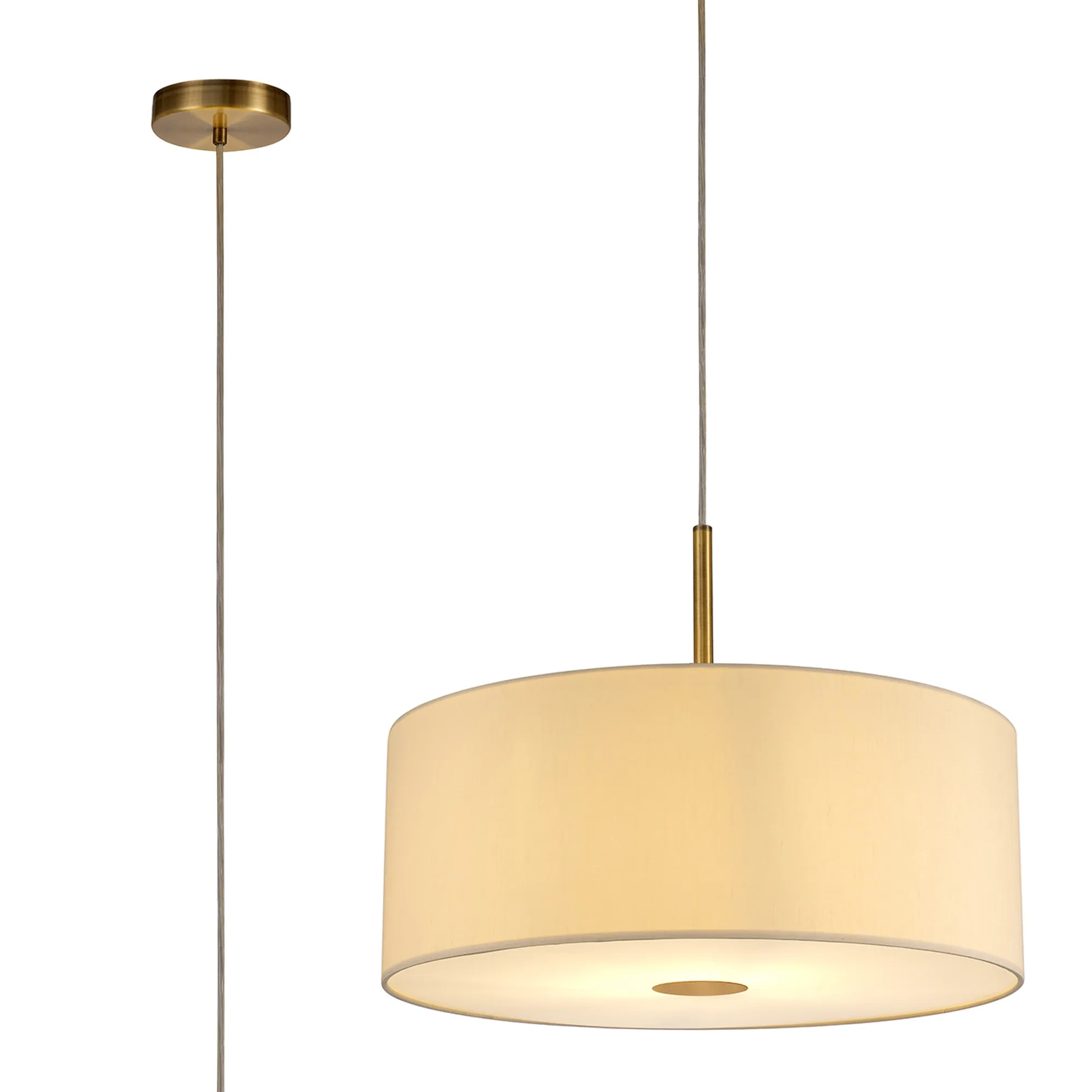 Baymont 50cm Pendant 1 Light Antique Brass, Ivory Pearl, Frosted Diffuser